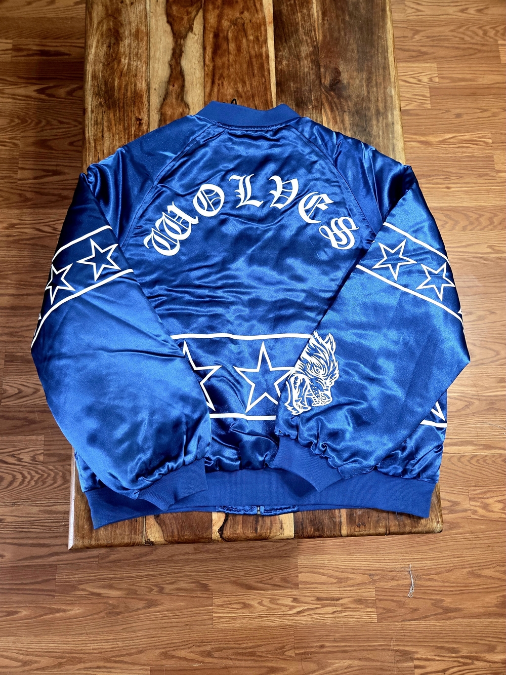 Darc Sport Wolves Satin Bomber Jacket "Life Moves Fast" Size Large